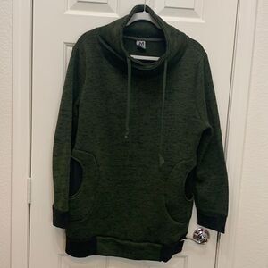 Jonathan Martin For Her 2X Green Black Cowl Tie Neck Front Pockets Polyester